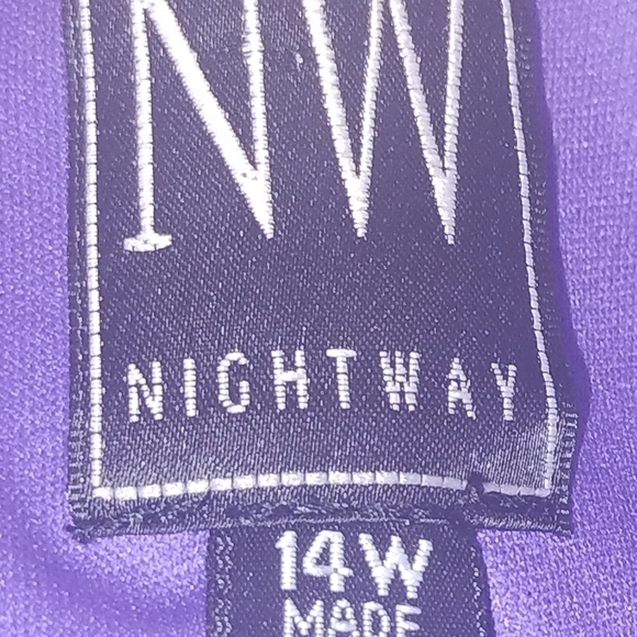 Nightway purple v check low back pull over ruched bodace stretchy dress S: 14W - Picture 5 of 5